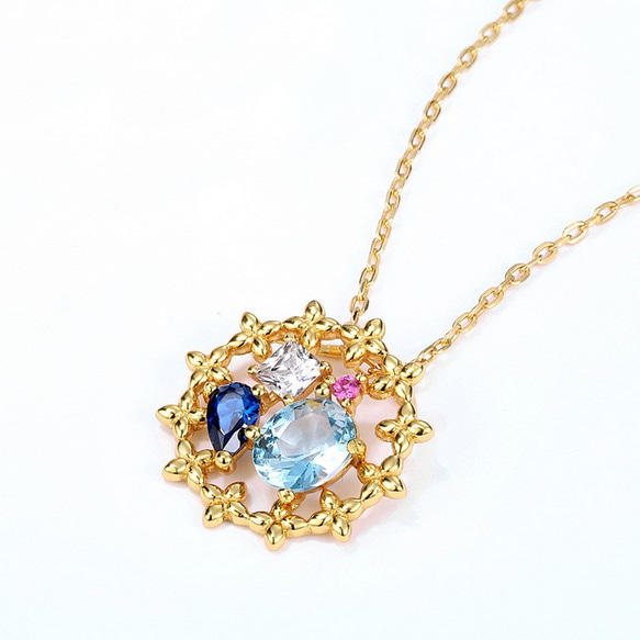 受注制作＞花のペンダント スピネル ルビー シルバー N050 ネックレス 