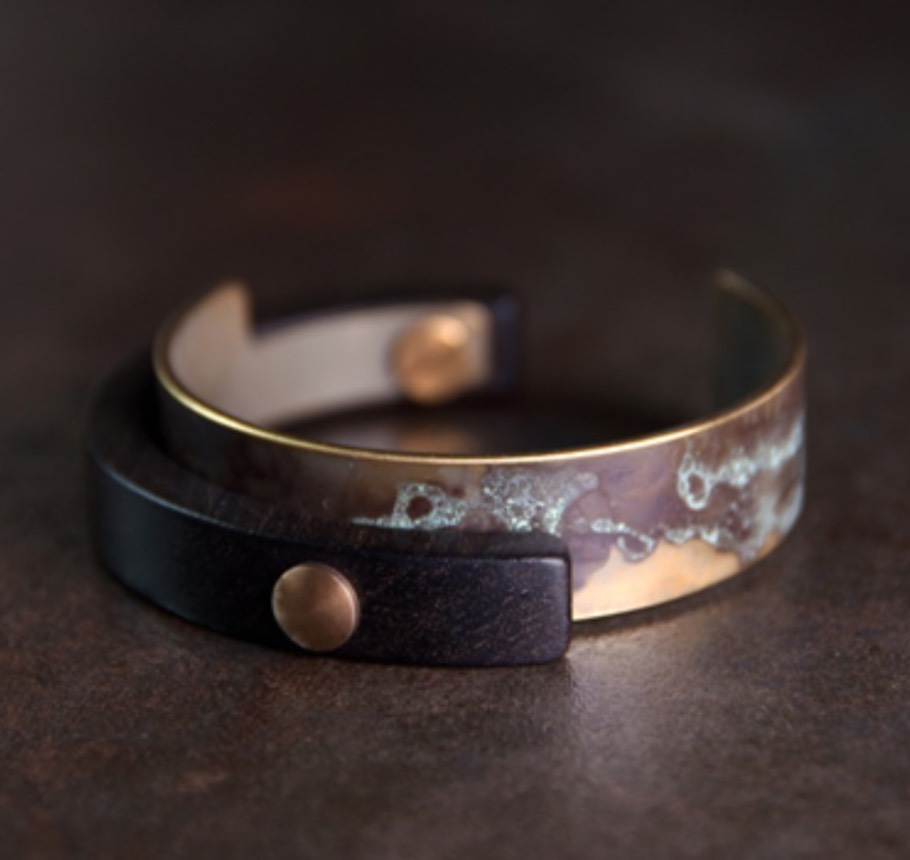 ＜受注制作＞黒檀　黄銅　バングル　メンズ　手作り 　0091