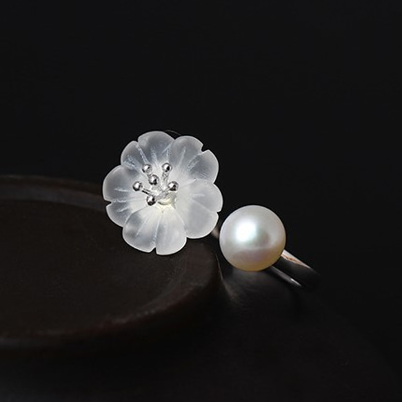 受注制作＞サンカヨウのリング 朝露を吸って花びらが透明になる