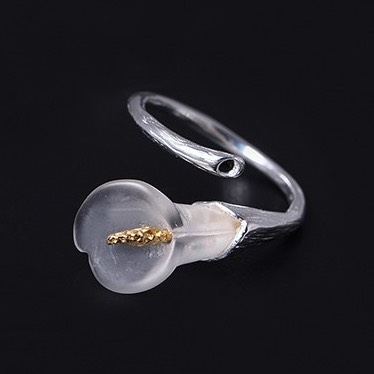 ＜受注制作＞オランダカイウのリング　シルバー925　水晶　0233