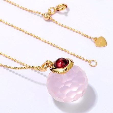 ＜受注制作＞香水瓶のペンダント　おしゃれ　普段使い　ローズクォーツ　ガーネット 0166