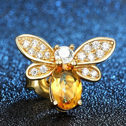 シトリンの蜜蜂ピアス　上品で華やかな贈り物に最適　0177 4枚目の画像