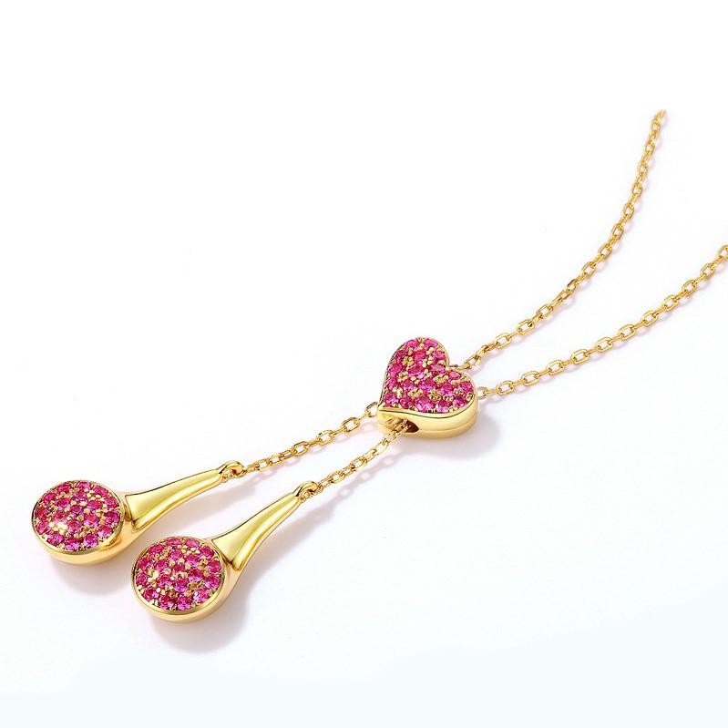 ＜受注制作＞ハートのペンダント イヤホンをイメージにした  ルビー 7月誕生石 0186