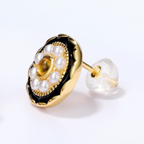 受注制作＞こはくのピアス 琥珀 パール イエローゴールド 0188 ピアス
