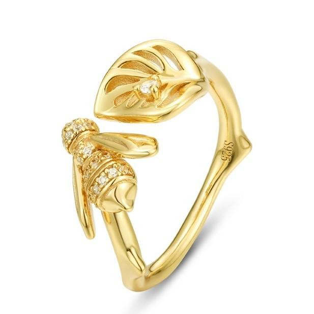 ＜受注制作＞蜜蜂と葉っぱのリング　おしゃれ　外出　 0171 4,640円