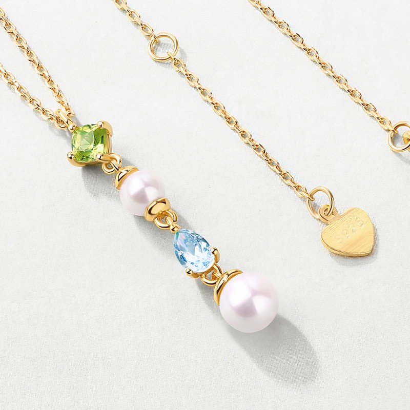 ＜受注制作＞ペンダント ペリドット パール ブルートパーズ　イエローゴールド 0181