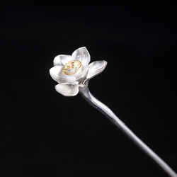 スイセンの花のかんざし　水仙　シルバー　K007 1枚目の画像