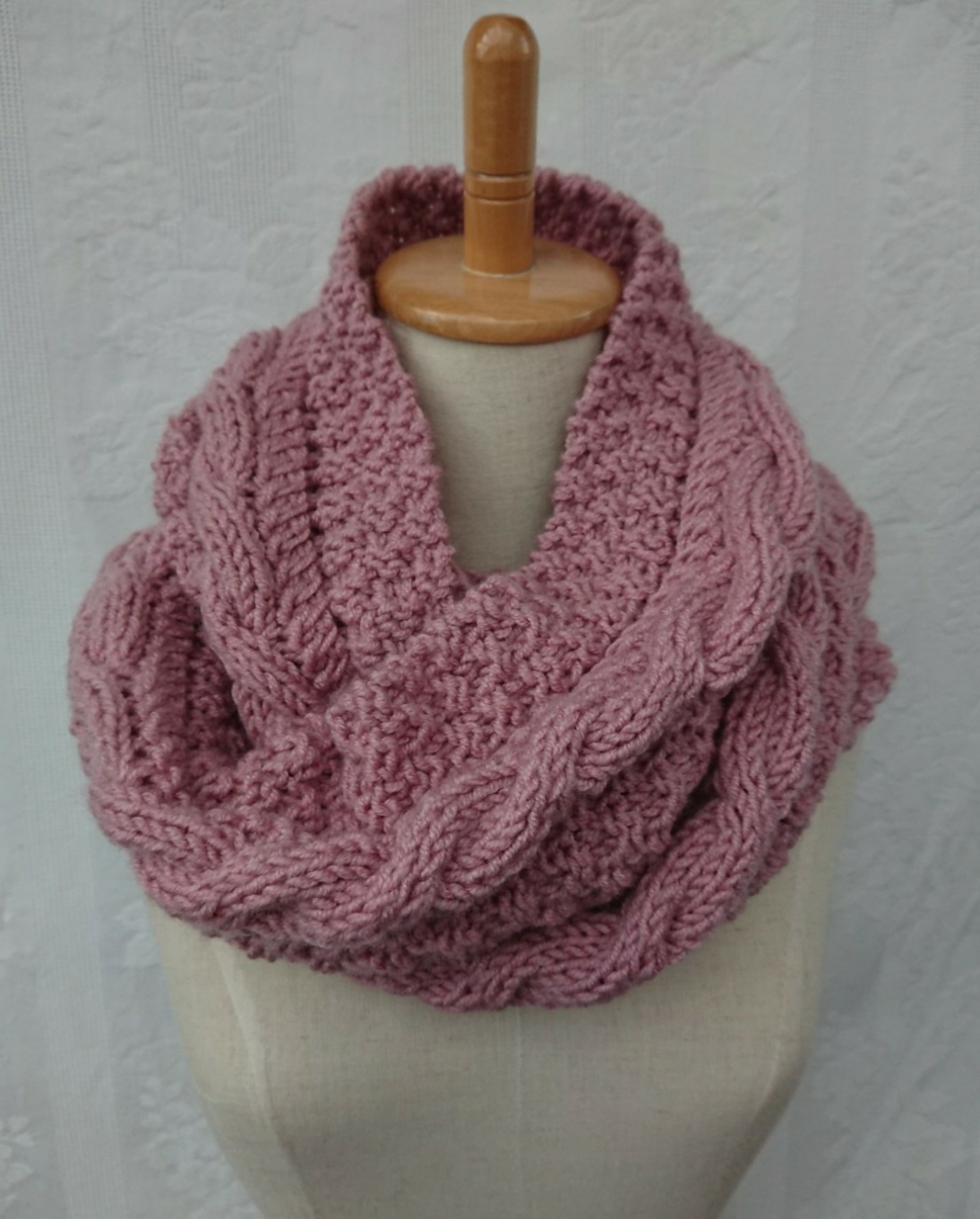 縄編み模様のスヌードA