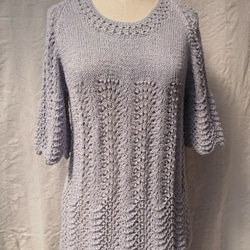 藤編み模様の五分袖サマーセーター 2枚目の画像