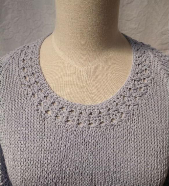 藤編み模様の五分袖サマーセーター 6枚目の画像