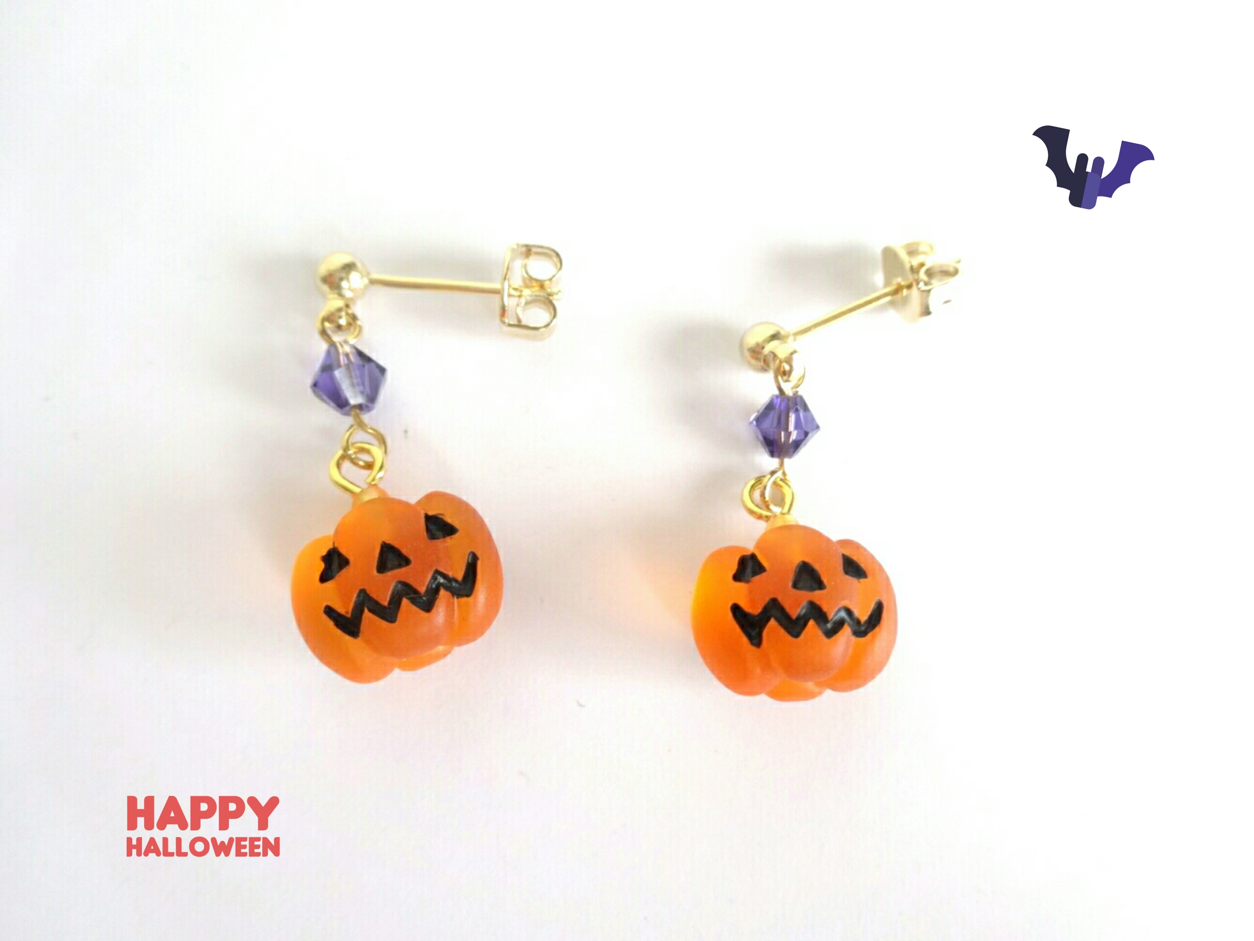 ハロウィンカボチャビーズピアスイヤリング　ビーズピアス　ハンドメイド No.9