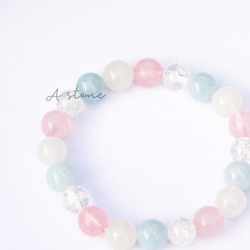 ピンクローズクォーツxクラック水晶 ブレスレット/ピンク