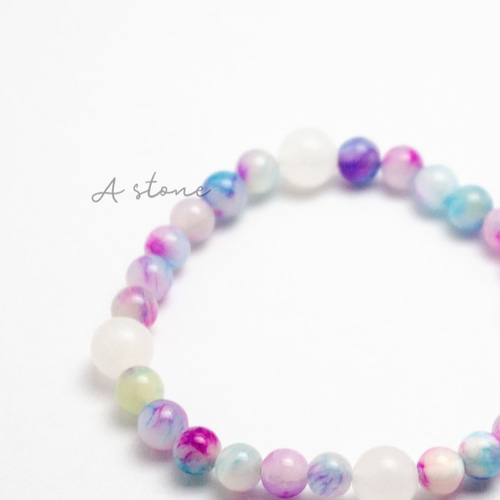 キャンディージェイド ブレスレット/紫/パープル/ピンク/水色/天然石  