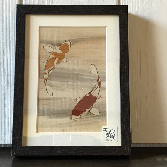 木の絵 木象嵌 錦鯉 その他インテリア雑貨 木象嵌 Atelier k