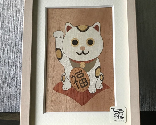 猫　絵画　天然木の額付き 猫 絵画 天然木の額付き 87989b32e39bdde4a8680bcc2791b9