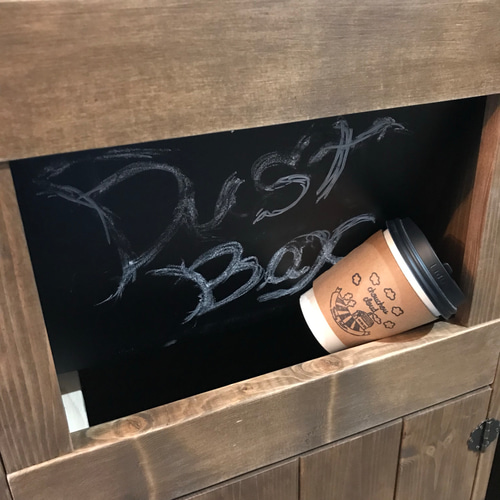 45L ダストボックス　黒茶　アメリカン　お洒落ゴミ箱　男前インテリア ☆送料無料☆ダストボックス 木製ゴミ箱 45ℓ対応