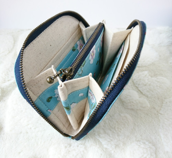 リバティプリント使用・ラウンドミニ財布(クレオ) 6枚目の画像