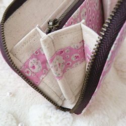 リバティプリント使用・ラウンドミニ財布(ジョアンナ・ピンク) 6枚目の画像