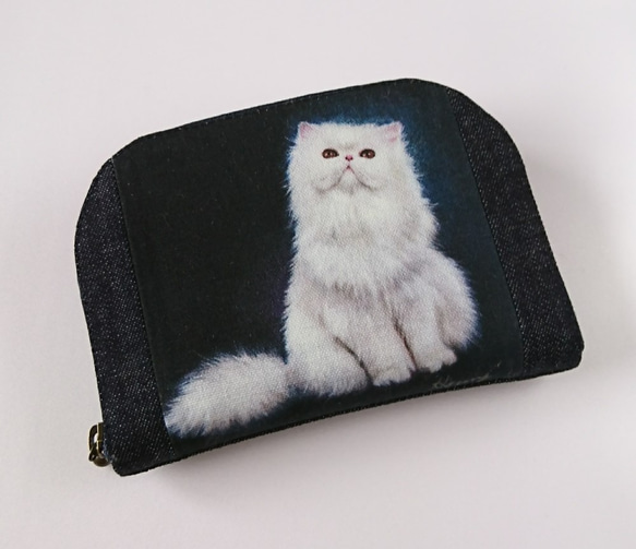 白猫柄のミニ財布 1枚目の画像