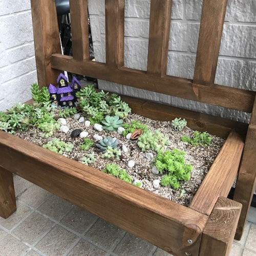 ☆セール☆ かわいい木製ベンチプランター 多肉植物 観葉植物等