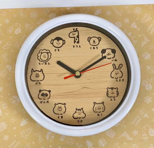 【木目調 Wall clock】動物さん シリーズ 1枚目の画像
