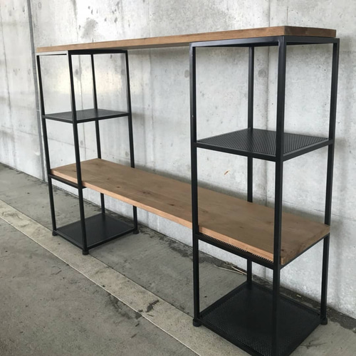 アイアン３段シェルフ　重くてゴツい男前インテリア　棚板無しは¥7900 アイアン3段シェルフ 重くてゴツい男前インテリア 棚板無しは¥7900