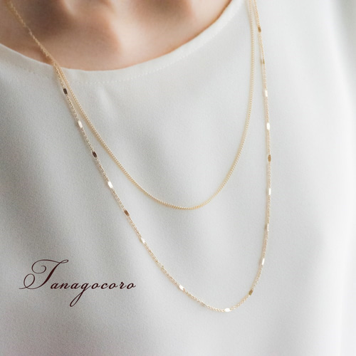 2連シンプルゴールドチェーンネックレス ネックレス・ペンダント
