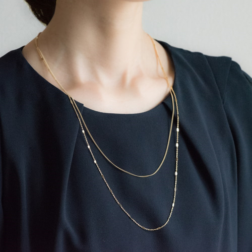 2連シンプルゴールドチェーンネックレス ネックレス・ペンダント