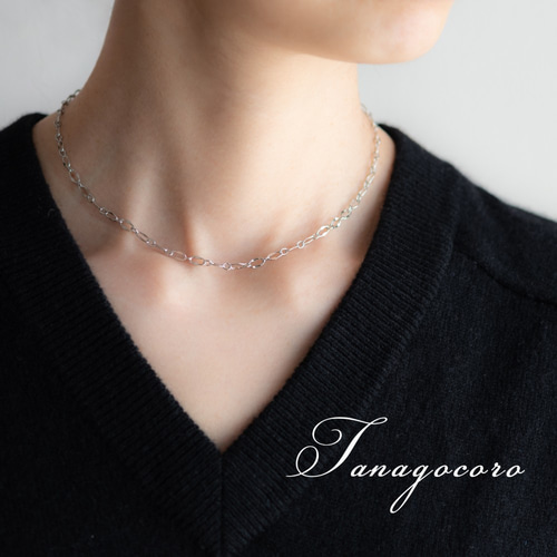 silver925>淡水パールとしずくチャームの2連ネックレス /シルバー925  