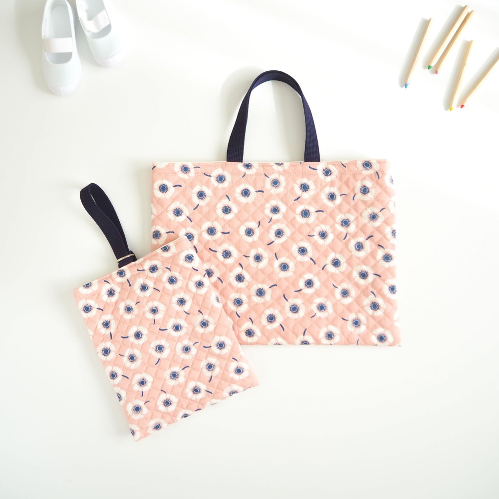 花咲く 女の子のレッスンバッグ＆上履き入れ/ピンク