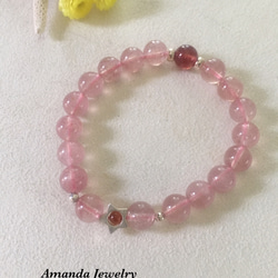 Amanda Jewelry 【慶開幕 任兩件88折】天然粉嫩粉晶 搭配 草莓晶 原創設計手鍊 第1張的照片