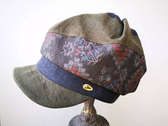 日本の浴衣をリメイクし小籠包をモチーフに作った帽子『小籠包CAP-khaki』 8枚目の画像