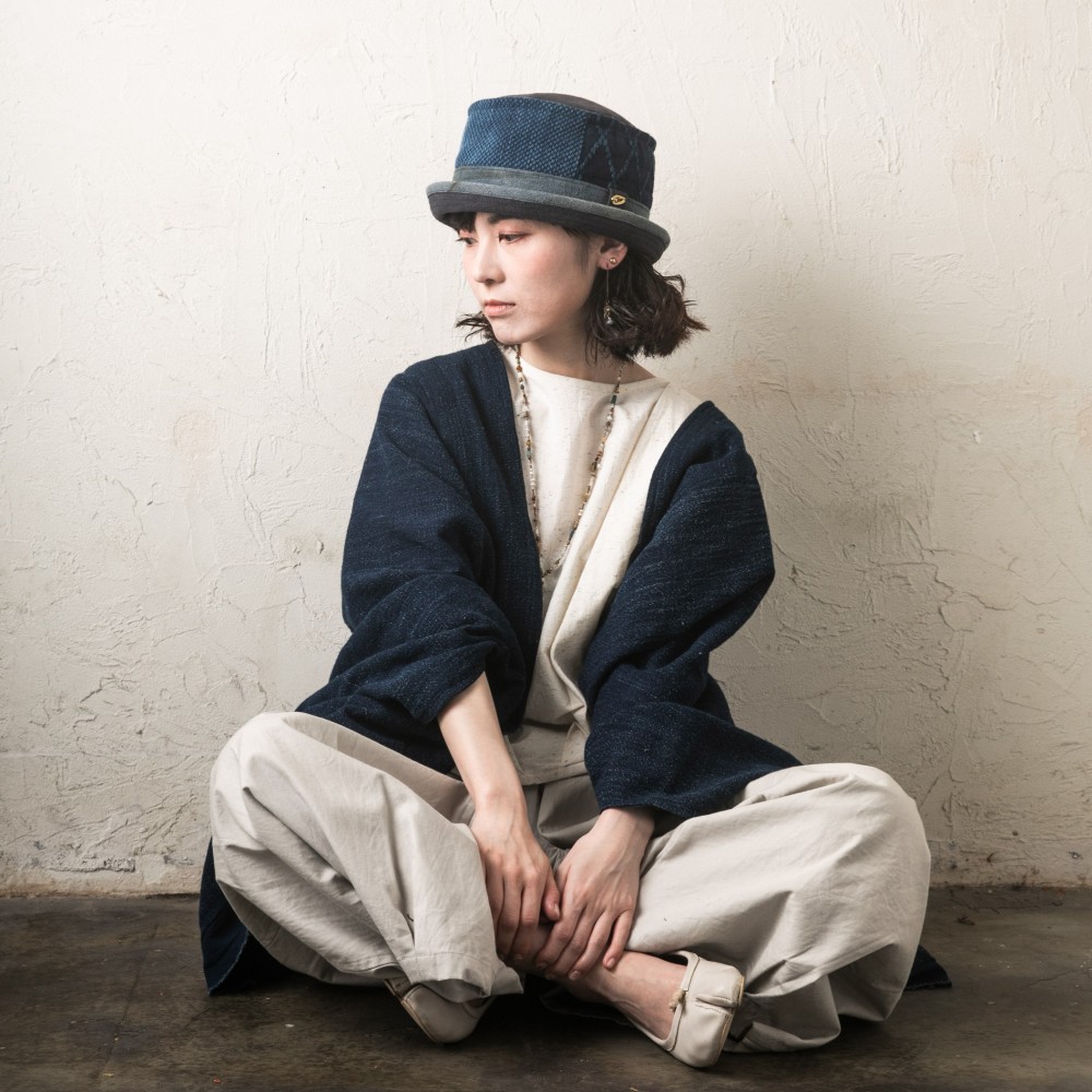 和錆ベレー帽④ denimつぎはぎ　ユニセックス 和錆ベレー帽④ denimつぎはぎユニセックス