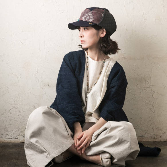 パイロットキャップ ラリーキルト使用 『Fly High』 indigoつば&black耳当て 