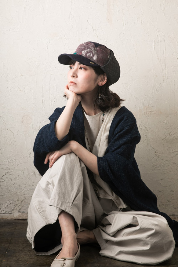 パイロットキャップ ラリーキルト使用 『Fly High』 indigoつば&black耳当て 