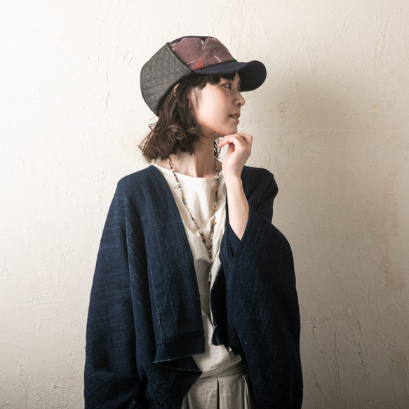 パイロットキャップ ラリーキルト使用 『Fly High』 indigoつば&black耳当て 