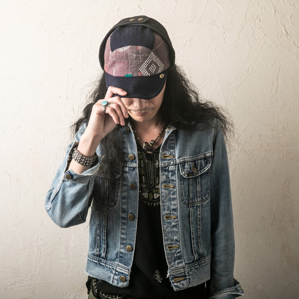 パイロットキャップ ラリーキルト使用 『Fly High』 indigoつば&black耳当て 