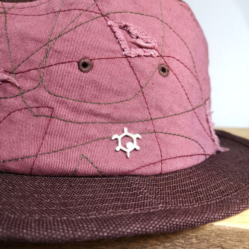 着画あり￼ハンドメイドダメージ加工ダークグレーコットンハット