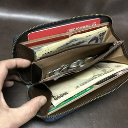 イタリアンレザー・ブッテーロ・ラウンド長財布（ブラウン×D.ブラウンorブラック）内装2色から選択 9枚目の画像
