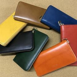イタリアンレザー・ブッテーロ・ラウンド長財布（オレンジ×D.ブラウンorブラック）　内装2色から選択 5枚目の画像