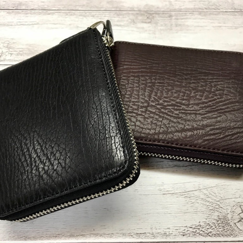 シャークスキン・ラウンドミニ財布・鮫革 ブラック or ワイン その他