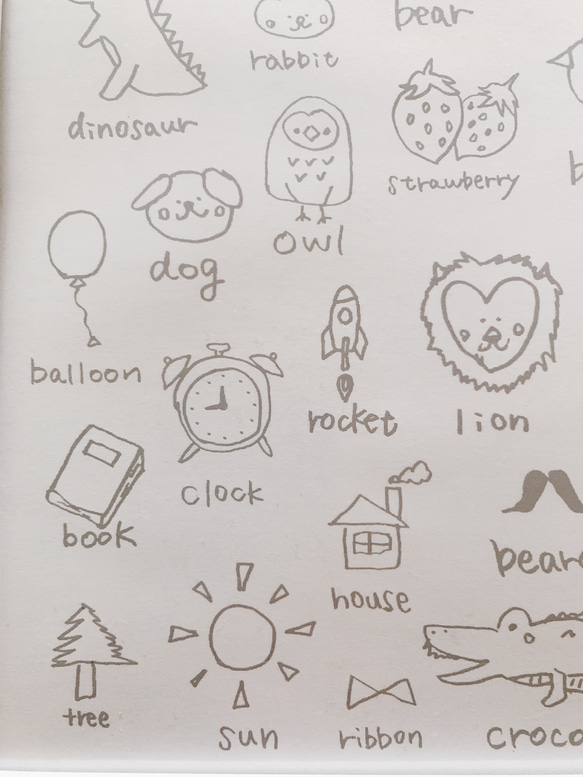 【英語であそぼ】シンプル　ポスター　モノトーン　インテリア　アート グレー　グレイッシュカラー　ねこ　犬 6枚目の画像