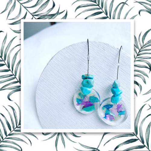 サマーピアス 夏 ハンドメイド ピアス（フック・チェーン） io mama 