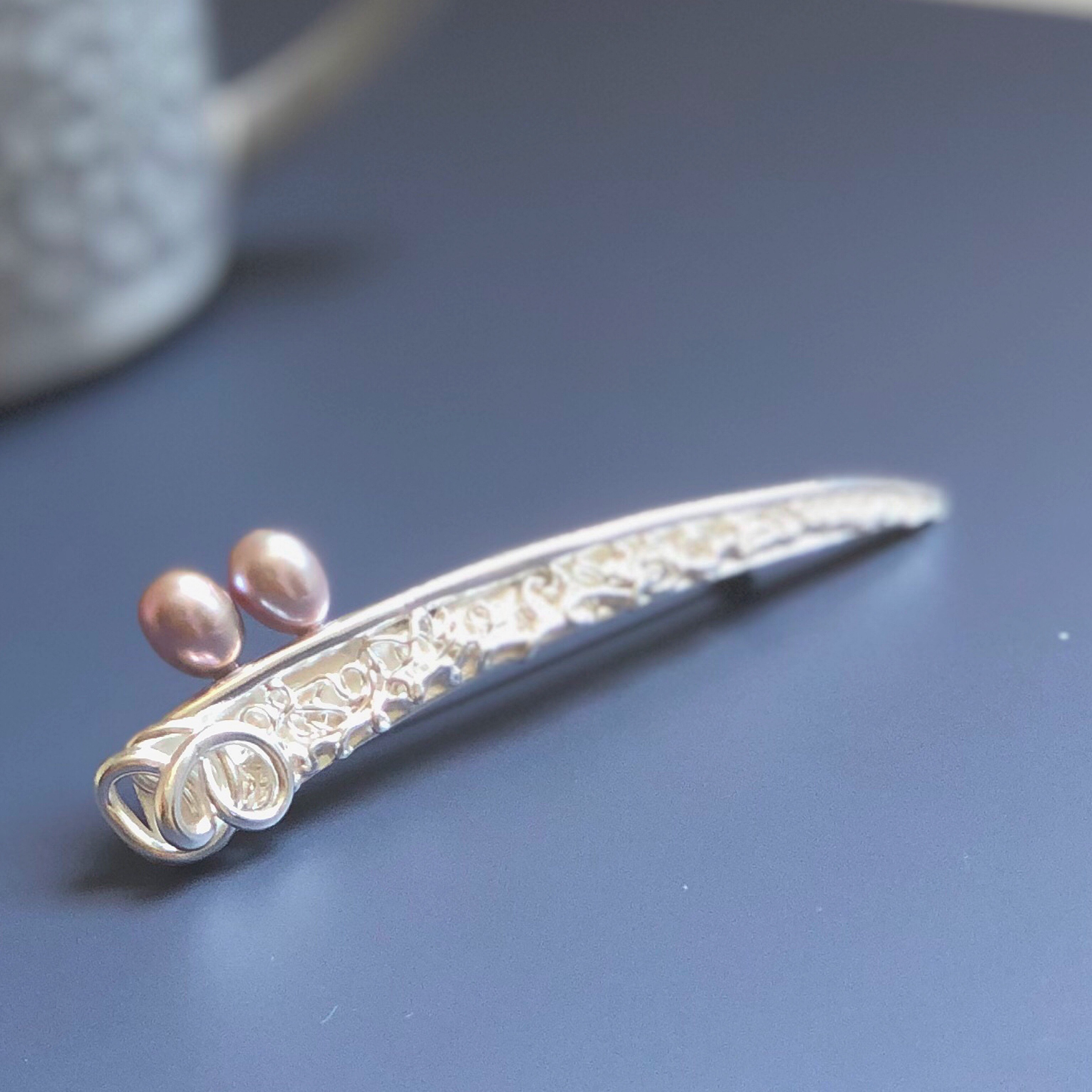 純銀 ブローチ レディース 淡水パール ピンクパールのブローチ