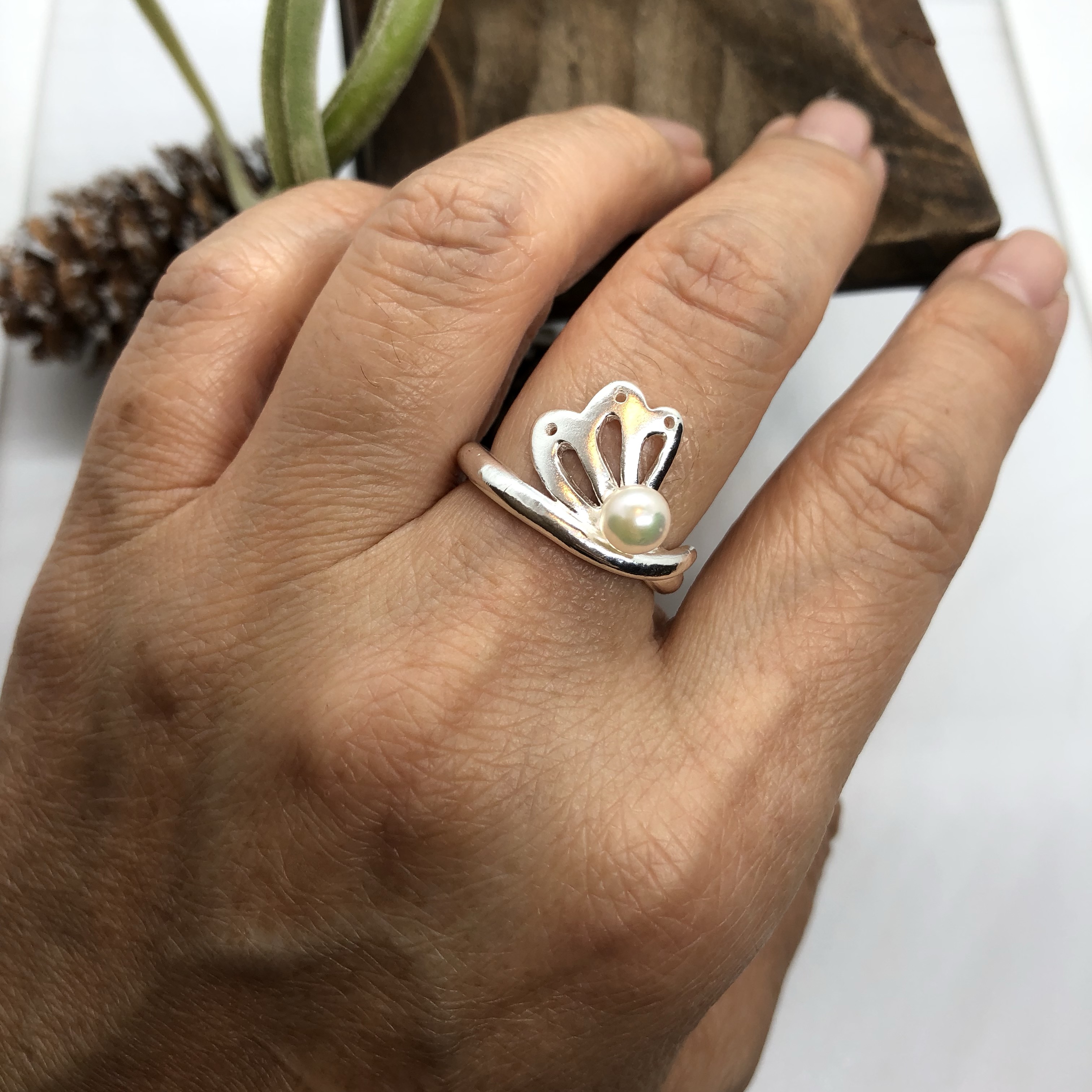 パールマーメイドリング  純銀シルバーリング