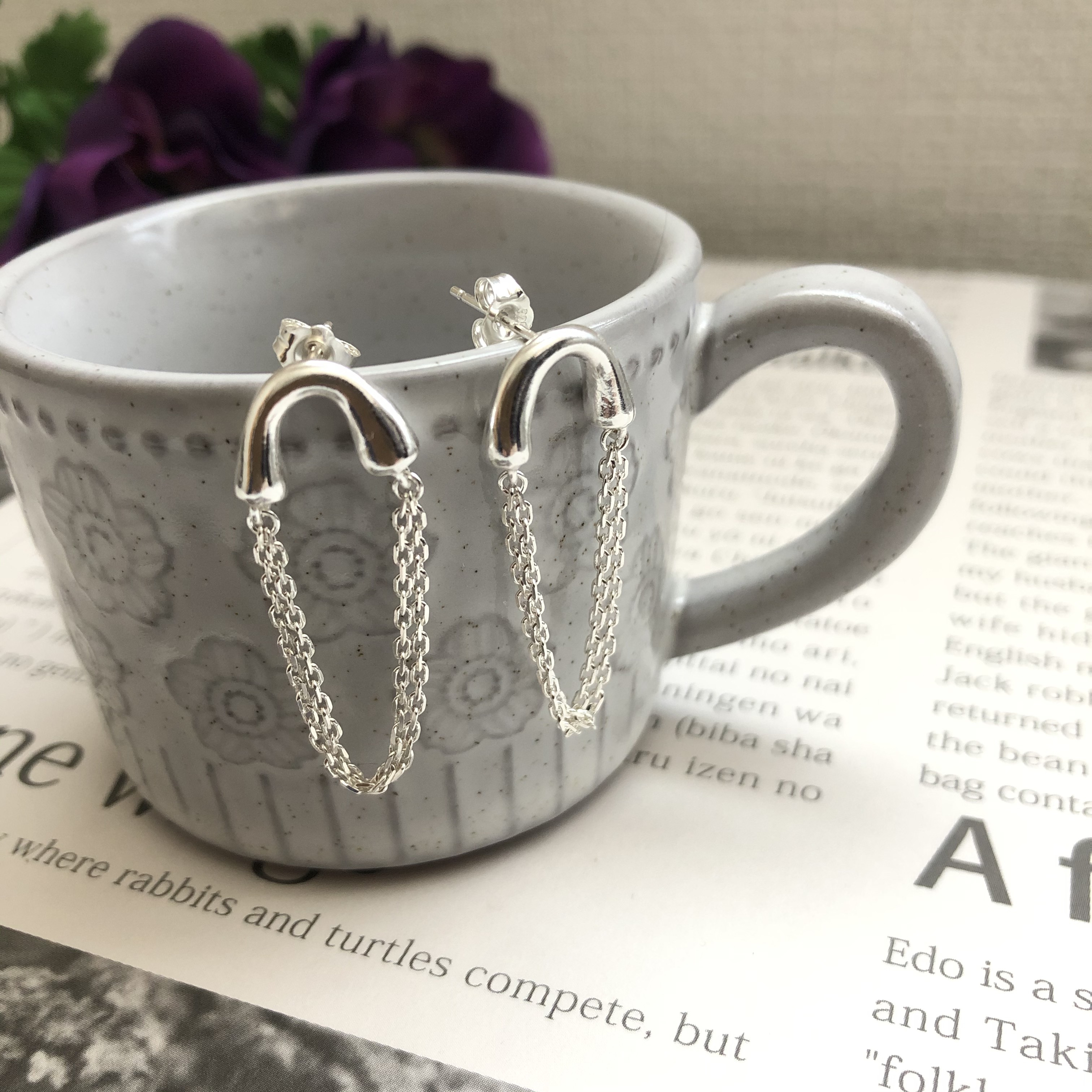 シルバーピアス 純銀 チェーンのピアス