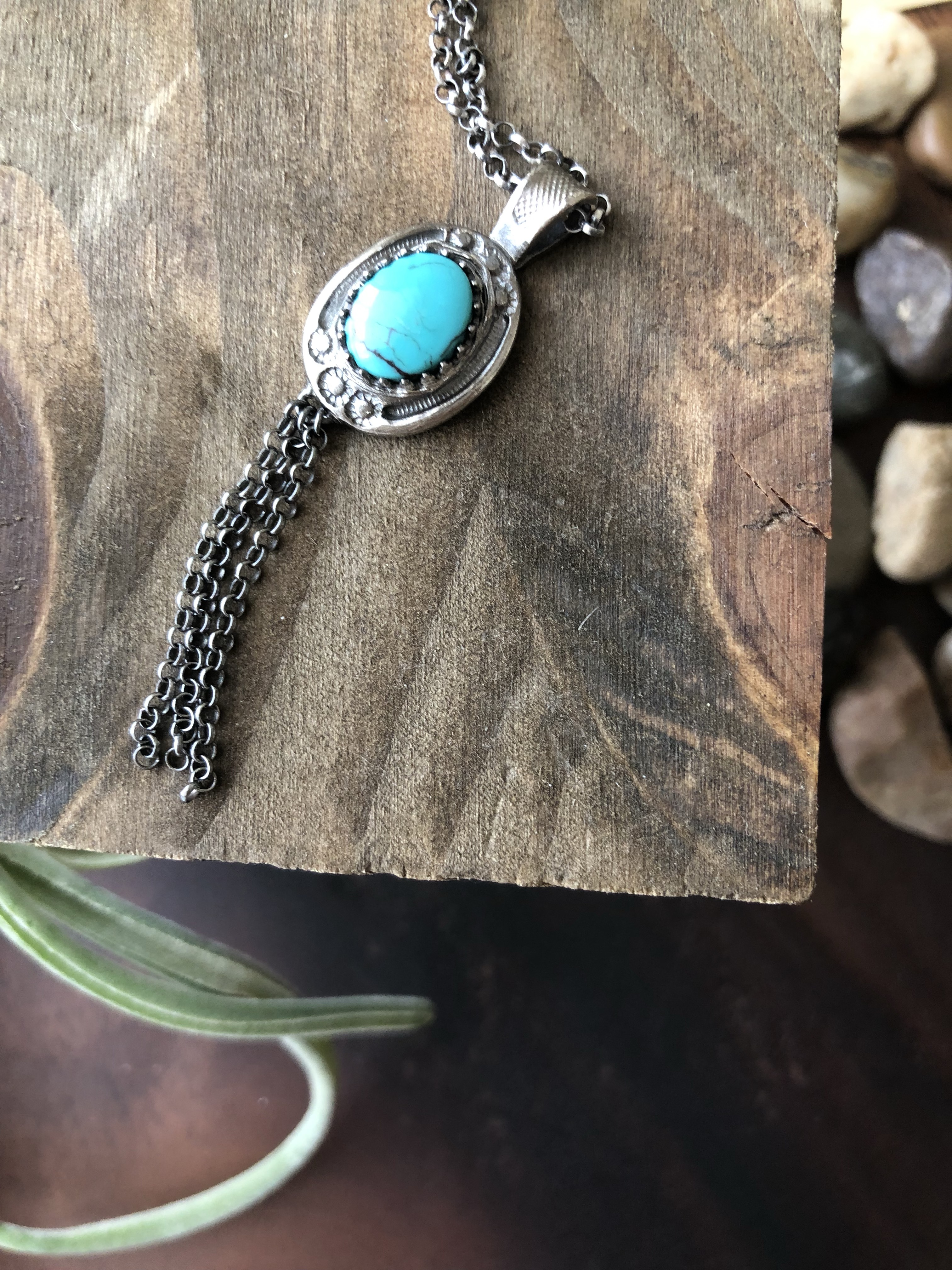 純銀ネックレス ターコイズ フリンジ