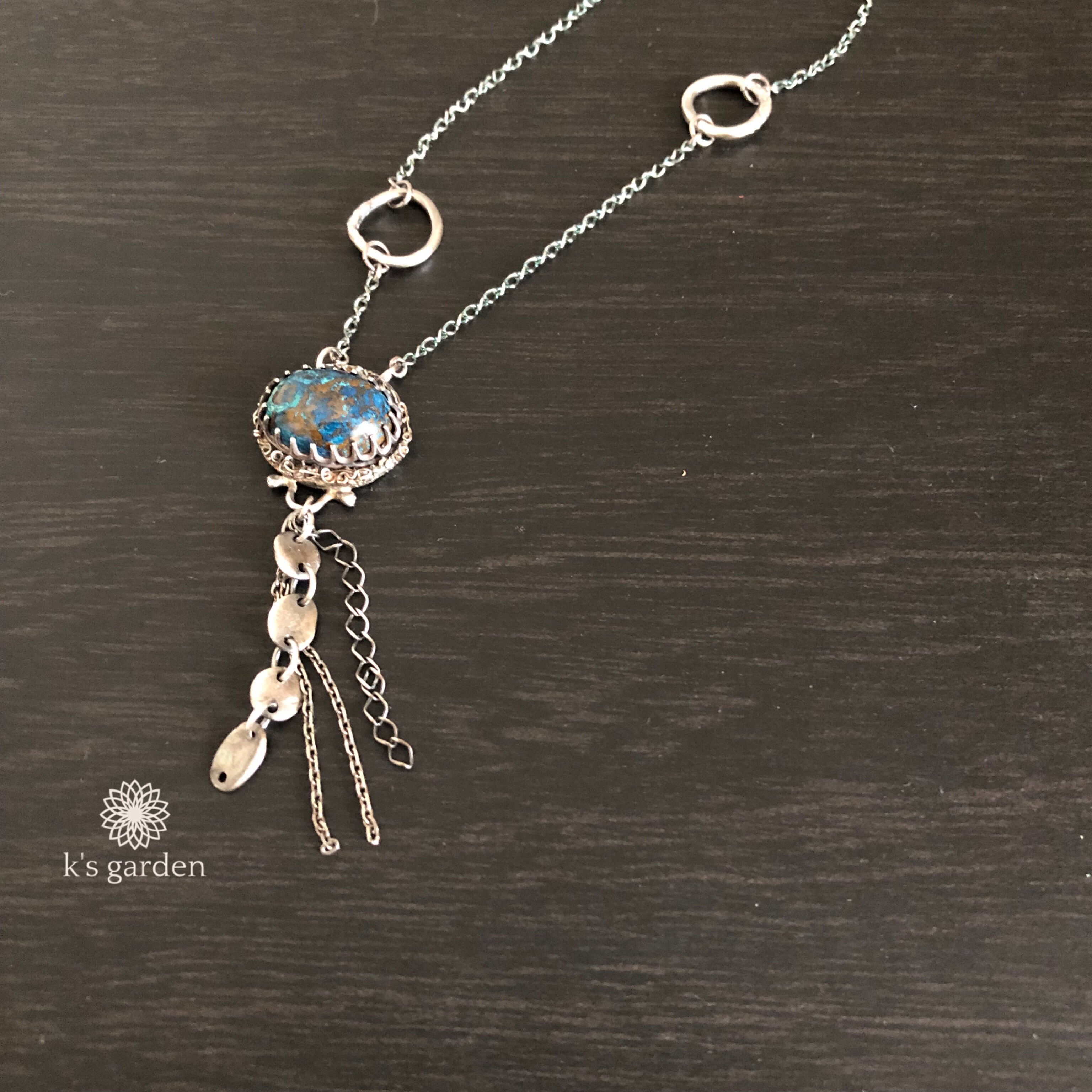 ペンダント シルバー レディース いぶし 天然石 クリソコラ