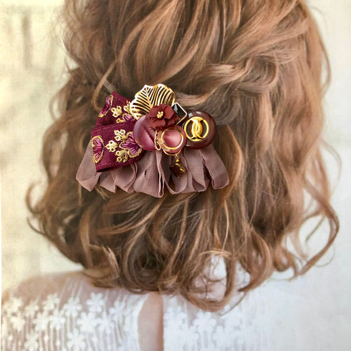 no.59 ハンドメイドデニム刺繍リボンとフリフリフリンジのヘア