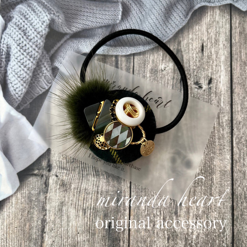 一点物】雫 サンストーン ルース ヘアゴム ✩.*˚天然石